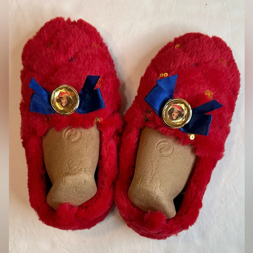 Disney Princess Elena of Avalor Red Slippers with Blue Accent Girls Size 2